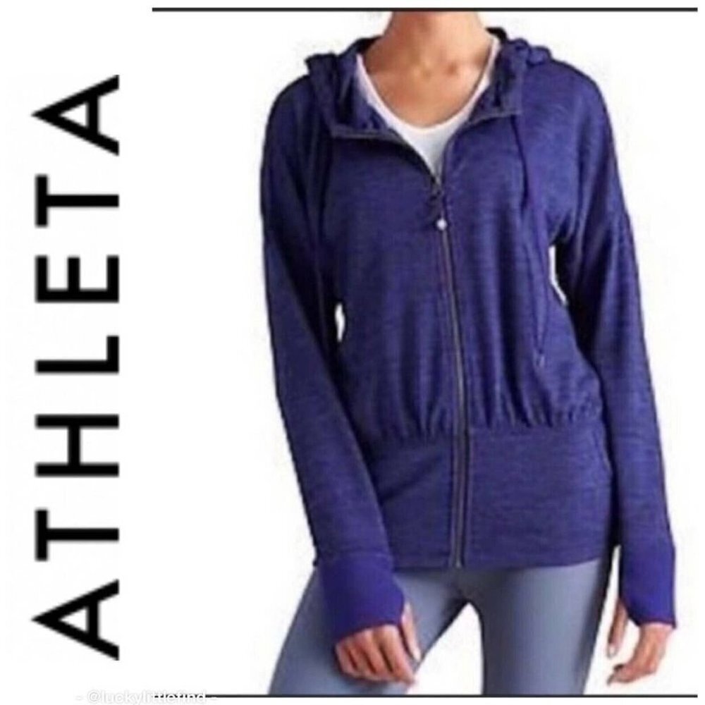 Athleta Batwing & Robin Hoodie Zip-Up Sweatshirt in Purple Size Med